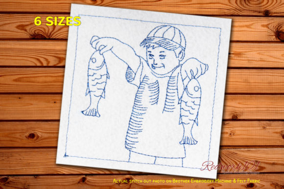 A Designer’s Review: Boy with Fish Caught in Hands Redwork