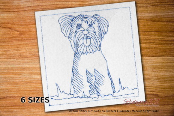 A Yorkshire Terrier Redwork Design Review for Embroidery Projects