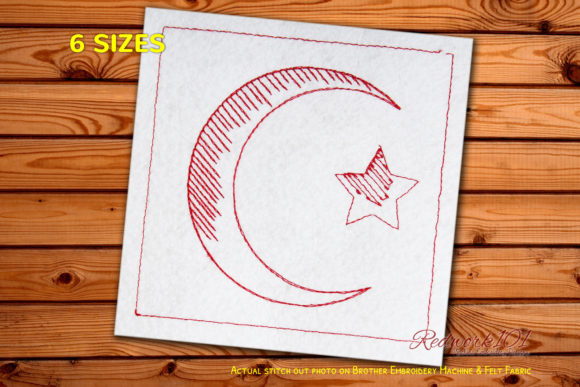 An Embroidery Designer Reviews Crescent and Star Symbols Redwork