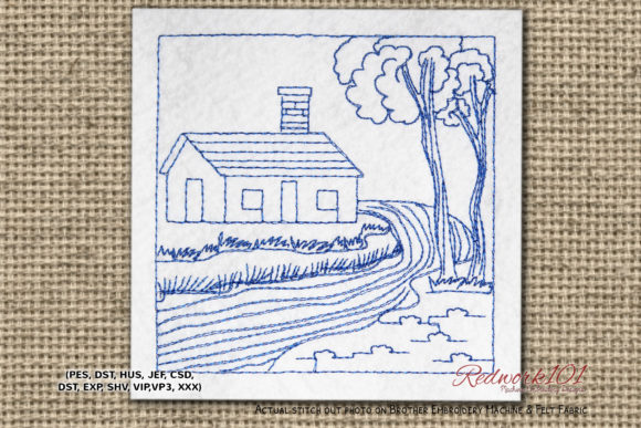 House Side of River: A Serene & Versatile Embroidery Design