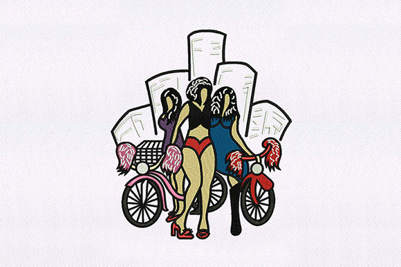 Slick Female Cyclists Embroidery Design Review